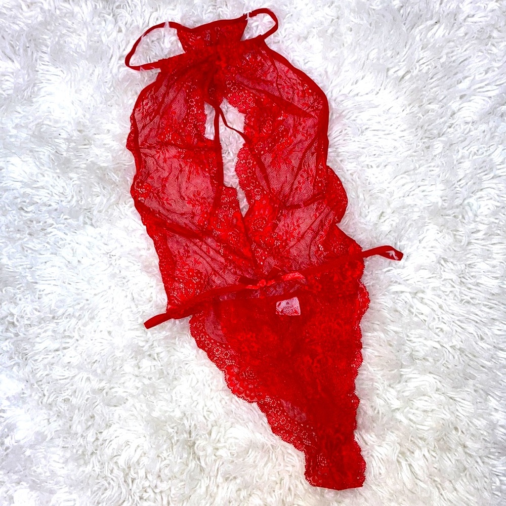 New Red Lace Teddy     Size M